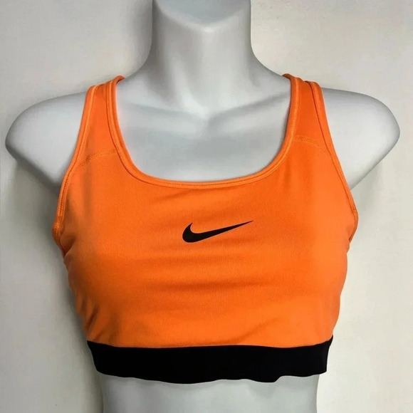 Nike neon orange sports bra with black band. Includes padding - Picture 1 of 3